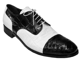 Mauri "1072" Black / White Genuine All Over Alligator Shoes.