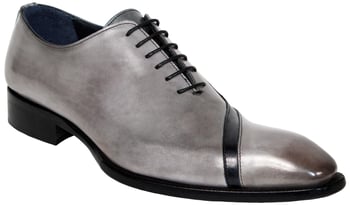 Duca Di Matiste "Torre" Grey / Black Genuine Italian Calfskin Lace-Up Oxford Shoes.