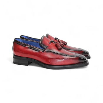 Emilio Franco Dino Red Ultra-Lite Rubber Leather Tassel Loafers