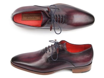 Paul Parkman 019 Purple Genuine Italian Calfskin Plain Toe Oxford Shoes