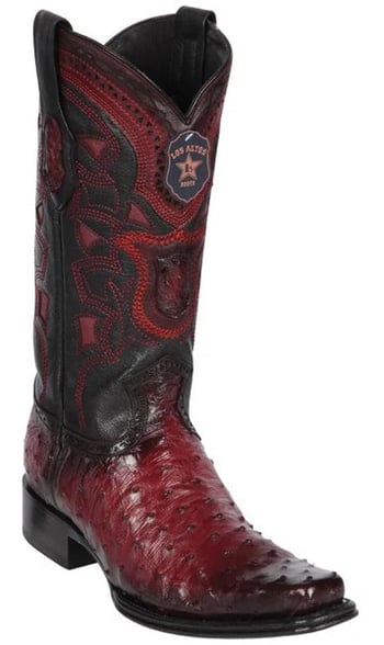 Los Altos Faded Burgundy Genuine Full Quill Ostrich European Square Toe Cowboy Boots 760343