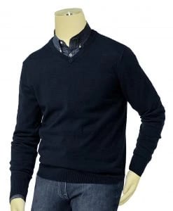 Bagazio Navy Blue V-Neck Sweater Shirt BM036