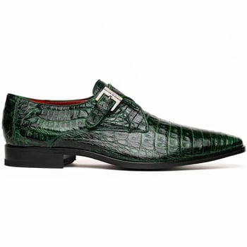 Marco Di Milano "Rovigo" Green Cognac Genuine Caiman Crocodile Dress Shoes