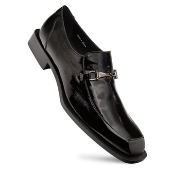 Mezlan Accola 21738 Black Textured Hi-Shine Patent Leather Bit Loafer