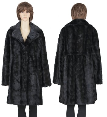 Winter Fur Ladies Black Mink Paws 3/4 Coat W69Q02BK.