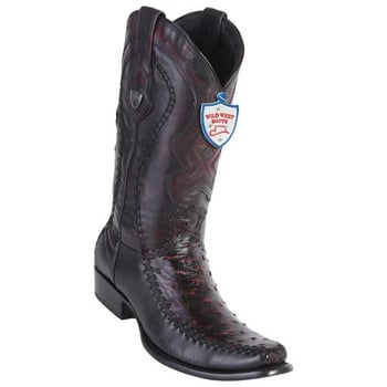 Wild West Black Cherry Genuine Ostrich Dubai Toe Cowboy Boots 279F0318