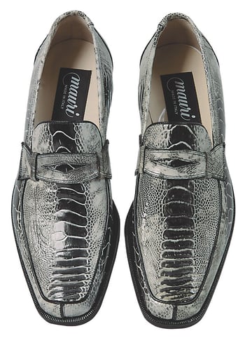 Mauri "Cambridge" 4323 Black / White Genuine Ostrich Leg Hand-Painted Shoes