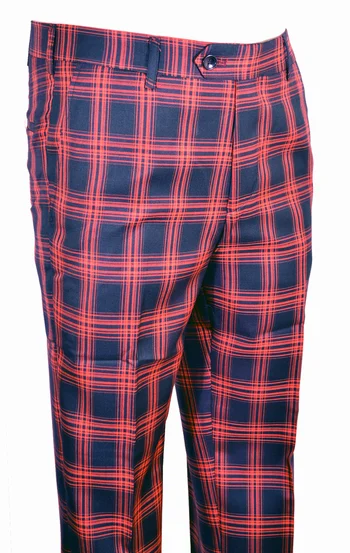 Cielo Black / Red Plaid Flat Front Slim Fit Dress Slacks P3551