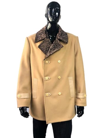 G-Gator 2090 Wool Jacket Genuine Persian Lamb Collar Double Breasted Jacket