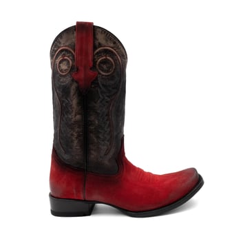 Ferrini "Roughrider" Red Genuine Full Grain Leather Narrow Square Toe Cowboy Boots  14371-22