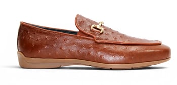 Duca Di Matiste Cortona Cognac Stampa Struzzo Leather Horsebit Loafer
