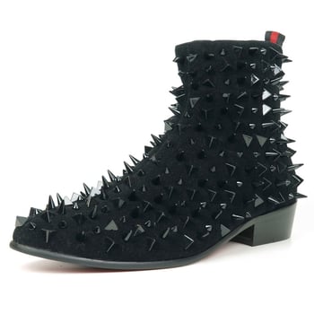 Fiesso Black Suede Black Spikes Boot FI7527.