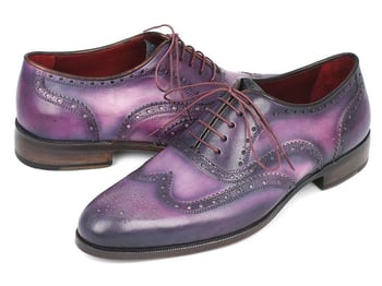 Paul Parkman "743-PURP'' Purple / Navy Genuine Calfskin Leather Shoes.