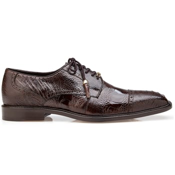 Belvedere Batta 14006 Brown All-Over Genuine Ostrich Derby Shoes