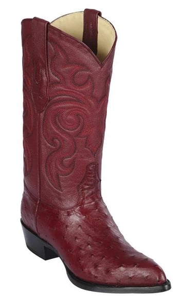 Los Altos Burgundy Genuine Full Quill Ostrich J Toe Cowboy Boots 990306