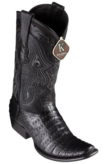 King Exotic Black Genuine Caiman Belly Dubai Square Toe Cowboy Boots 4798205