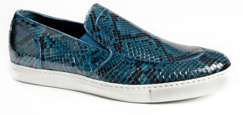 Mauri "8699" Dark Caribbean Blue Genuine Python Dress Casual Loafers Shoes.