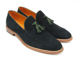 Paul Parkman 087 Green Genuine Suede Loafer Shoes With Tassel