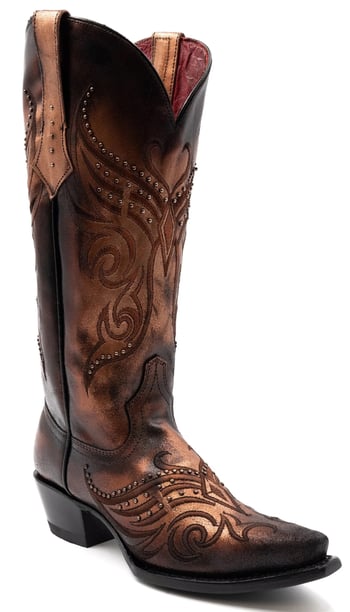 Ferrini Ladies "Masquerade" Copper Full Grain Leather Snipped Toe Cowgirl Boots 84561-42