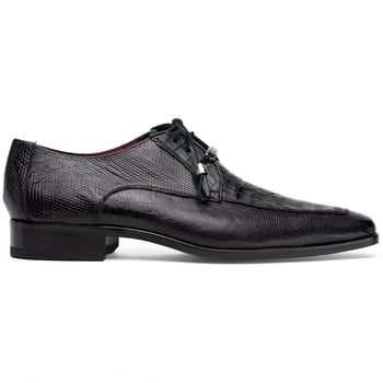 Marco Di Milano Merida Black Genuine Caiman and Lizard Derby Shoes