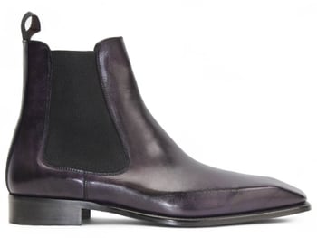Duca Di Matiste Empoli Men's Purple Calf Leather Ankle Boots.