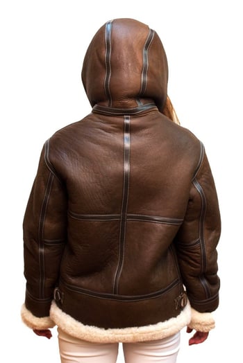 G-Gator Ladies Brown Genuine Shearling Sheepskin Aviator Jacket w/ Reversible Collar / Cuffs 1050.