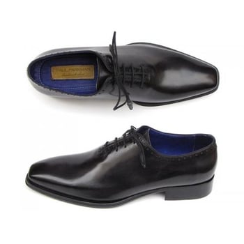 Paul Parkman 025 Black Genuine Leather Whole-Cut Oxford Shoes