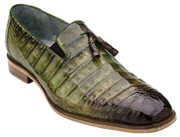 Belvedere Victorio 1499 Antique Forest Genuine Crocodile Tassel Loafer