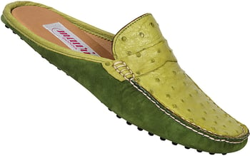 Mauri Ladies "9165" Mint Green / Money Green Genuine Ostrich Slip On Shoes