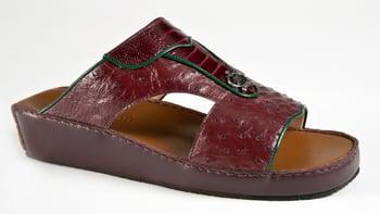 Mauri "5083" Bordo Genuine Ostrich / Ostrich Leg Platform Sandals.