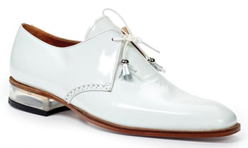 Mauri "Mantegna" 4801 White Genuine Canapa Patent Leather Lace-up Shoes.