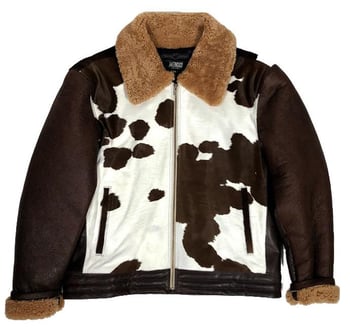 G-Gator Dark Brown / Cream Genuine Sheepskin With Pony Trimming Parka Aviator Jacket 1850.