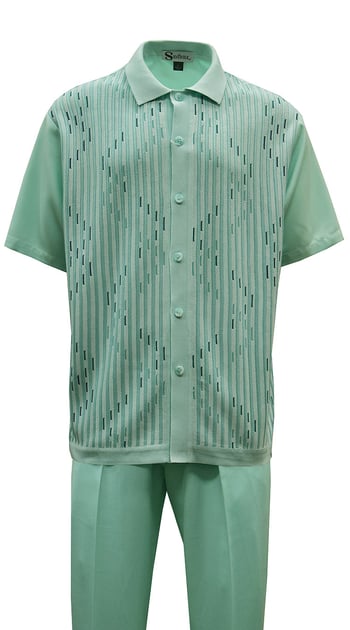 Silversilk Mint Green / Teal Cotton Blend Short Sleeve Knitted Outfit 6354