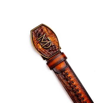 Marco Di Milano Montana Aged Maple Caiman & Calfskin Western Belt