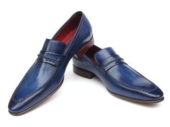 Paul Parkman 068 Navy Genuine Italian Calfskin Loafer Shoes