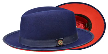 Bruno Capelo Navy / Red Bottom Australian Wool Fedora Dress Hat PR-305