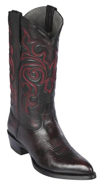 Los Altos Black Cherry Genuine Goat Leather J Toe Cowboy Boots 999218