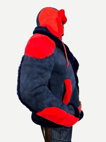 G-Gator 1310 Black Genuine Sheepskin Shearling Belted Motorcycle Racing Jacket