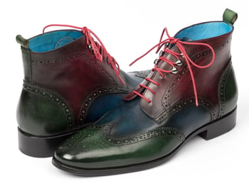 Paul Parkman 777 Green / Blue / Burgundy Wingtip Ankle Boots.