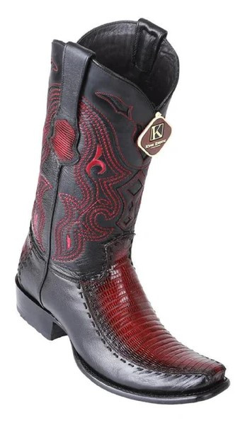 King Exotic Faded Burgundy Genuine Teju Lizard Dubai Square Toe Cowboy Boots 479F0743