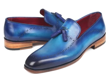 Paul Parkman "66T82-BLU" Blue Genuine Leather Tassel Loafer.