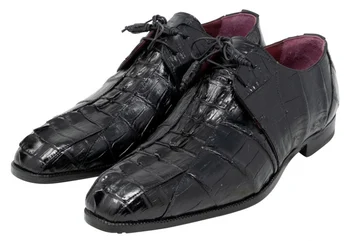 Mauri "Jurassic" 3044 Black Genuine Hornback / Baby Crocodile Lace-up Shoes.