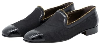 Mauri "Finesse" 3073 Black Genuine Lizard / Fabric Loafer Shoes.