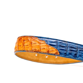 Marco Di Milano Luciano Belt Blue / Brandy Genuine Ostrich Exotic Belt