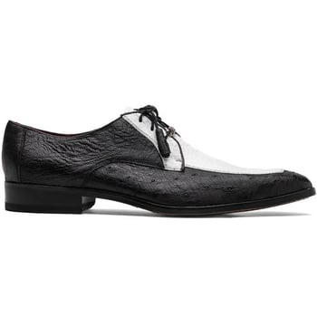 Marco Di Milano ''Andretti'' White / Black Genuine Ostrich Leg Dress Shoes