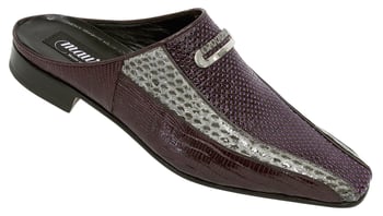 Mauri "4458/4" Burgundy Genuine Lizard Perforated  / Grey Whips / Burgundy Lizard Half Dress Shoes