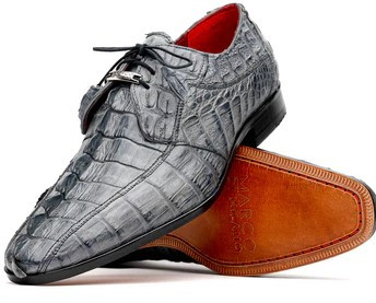 Marco Di Milano ''Cancun'' Grey Genuine Hornback Caiman Crocodile Dress Shoes