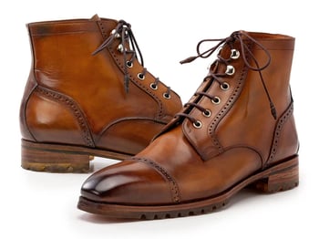 Paul Parkman Brown Burnished Genuine Leather Cap Toe Boots BT9566-BRW.