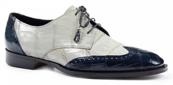 Mauri "Adriano" 4793 Wonder Blue Genuine Body Alligator / Acre Raindrops Baby Crocodile Shoes.