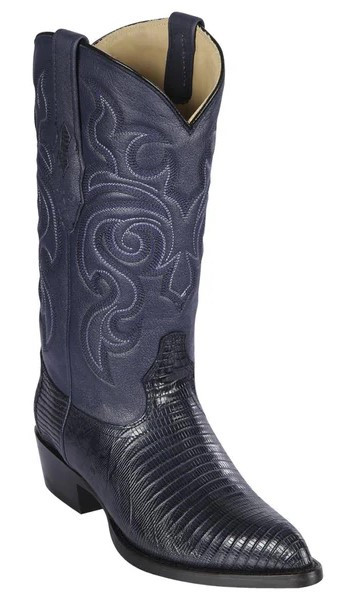 Los Altos  Navy Blue Genuine Teju Lizard J Toe Cowboy Boots 990710